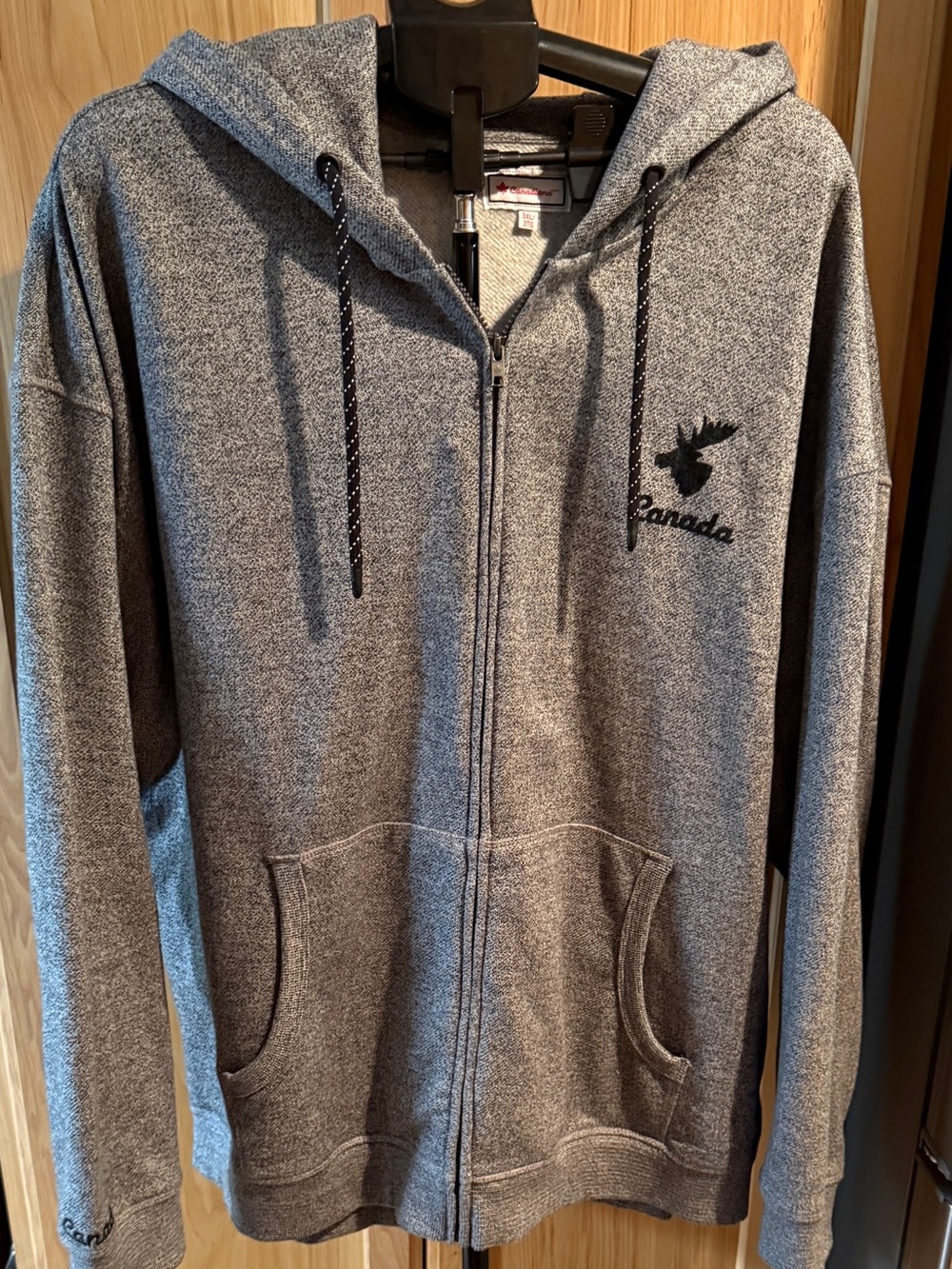 Canada Embroidered Gray Full-Zip Hoodie